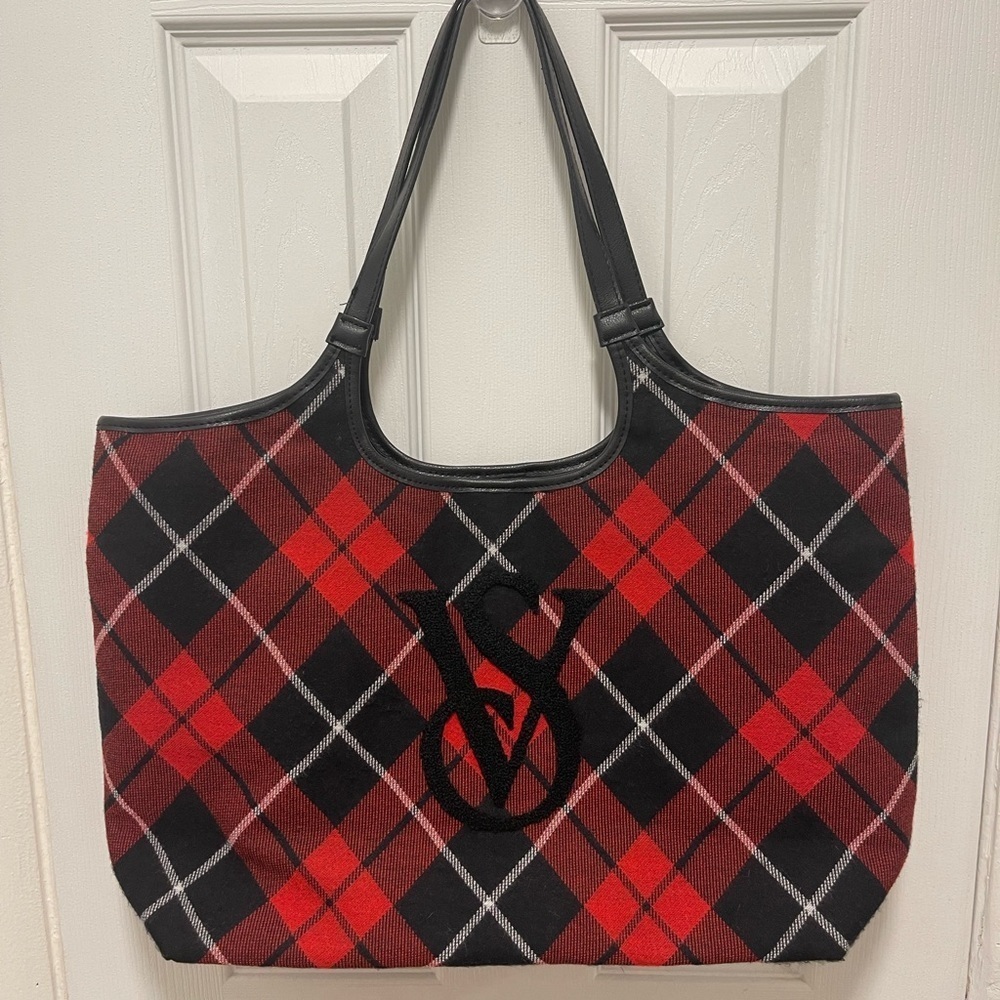 Victoria's Secret Red and Black Plaid Tote